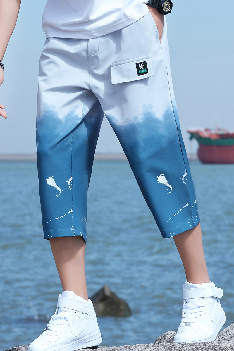 主推男士夏季渐变色潮流时尚休闲七分裤XZ313B-1,男装休闲裤,星座310B-3
