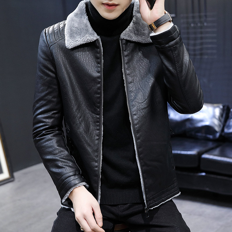 2021冬季加绒皮衣男青年帅气机车服克外套XZ313B-1-PY2851-P120,男装皮衣,星座310B-3