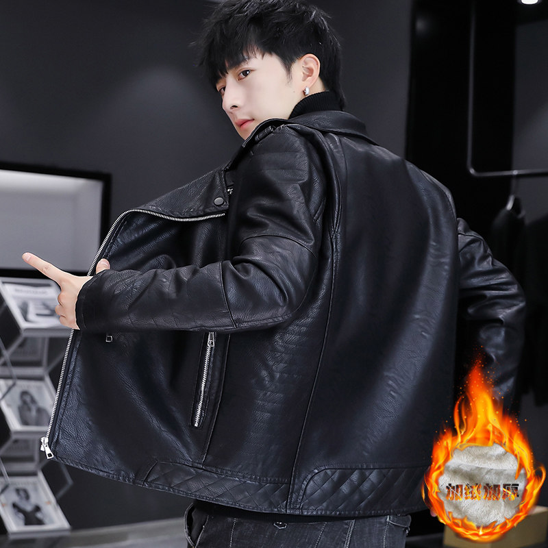 主推秋冬新款加绒皮衣型男机车服皮夹克外套XZ313B-1-PY916-P130,男装皮衣,星座310B-3