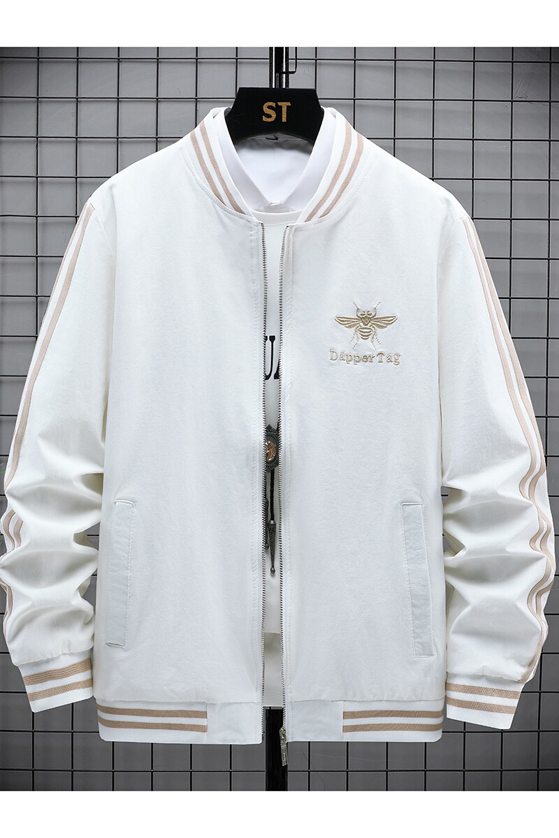 春季蜜蜂刺绣高品质男士棒球领休闲夹克外套XZ313B-1-J,男装夹克,星座310B-3