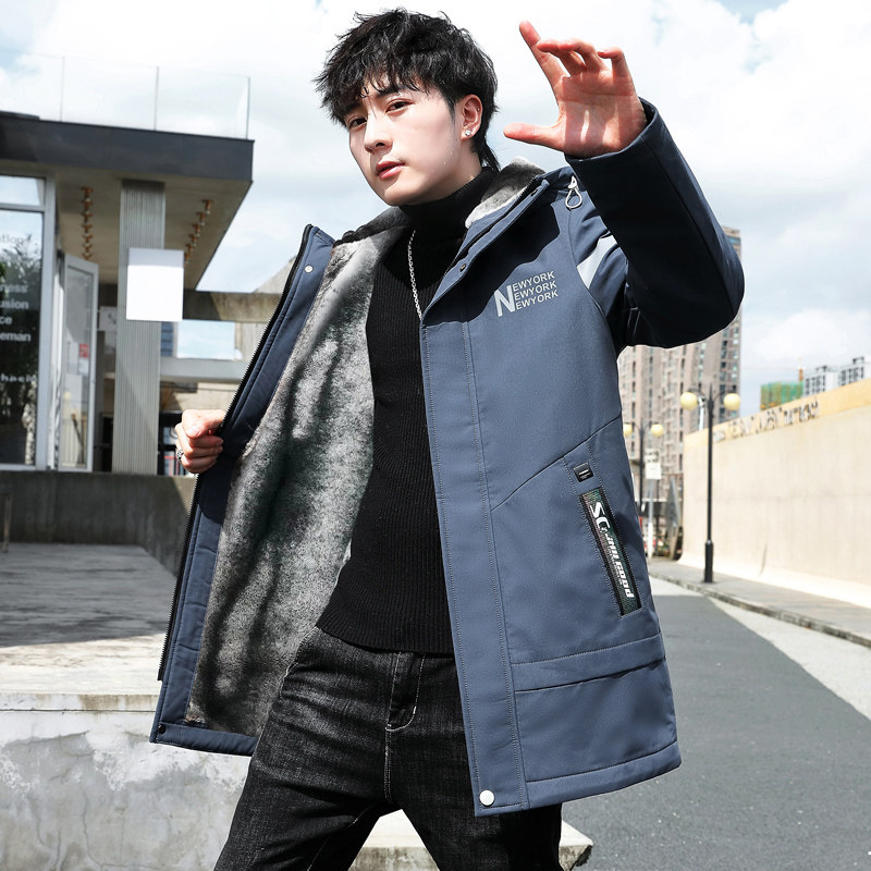 冬季新款中长款连帽男士加绒加厚夹克外套XZ313B-1-JK157-P100,男装夹克,星座310B-3