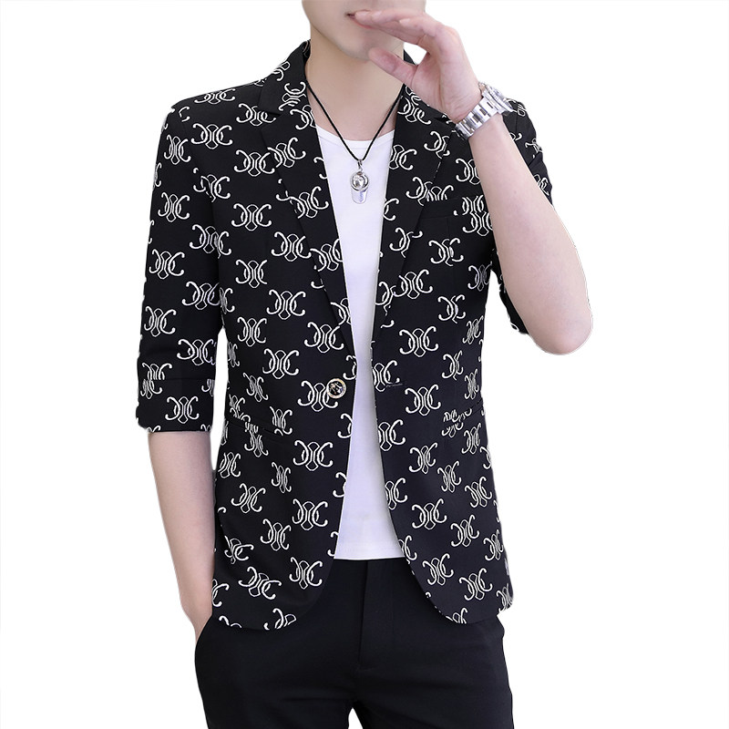 春夏新款西装男时尚帅气百搭中袖小西服外套XZ313B-1-XF811-P70,男装西服,星座310B-3
