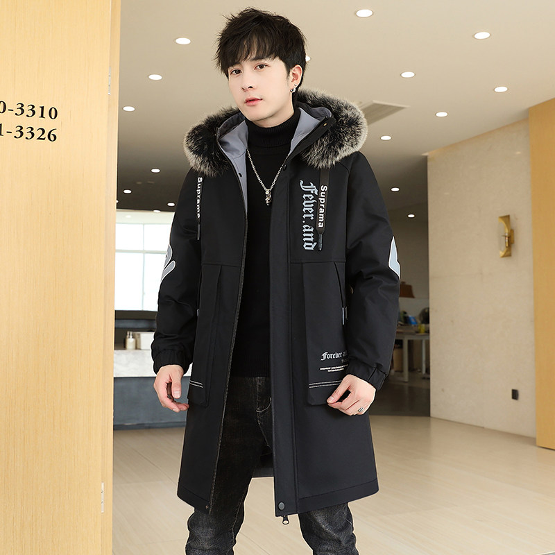 冬季中长款大毛领连帽男士加绒加厚夹克外套XZ313B-1-JK079-P75,男装夹克,星座310B-3