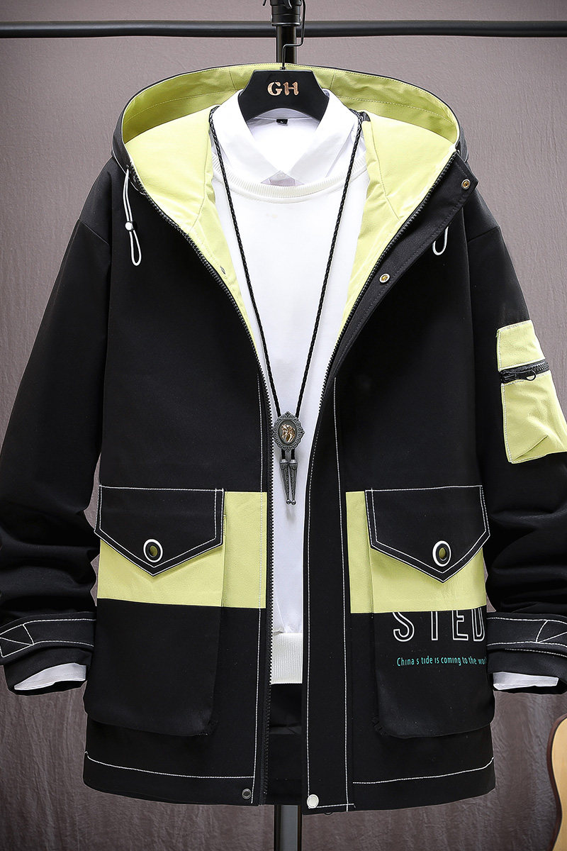 外套男春季新款青少年休闲百搭连帽夹克外套XZ313B-1-JK2026-P75,男装夹克,星座310B-3