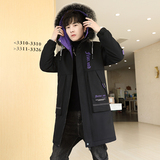 冬季中长款大毛领连帽男士加绒加厚夹克外套XZ313B-1-JK079-P75，男装夹克，星座310B-3