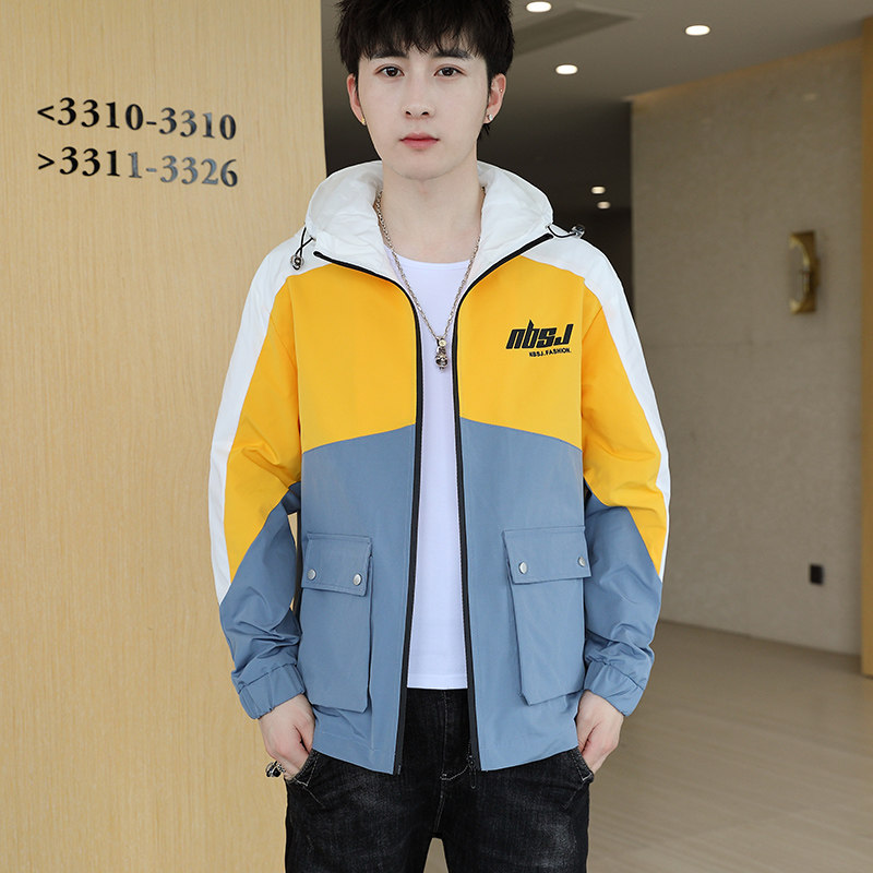 夹克男秋季潮流ins男士连帽休闲时尚夹克外套XZ313B-1-JK709-P50,男装夹克,星座310B-3
