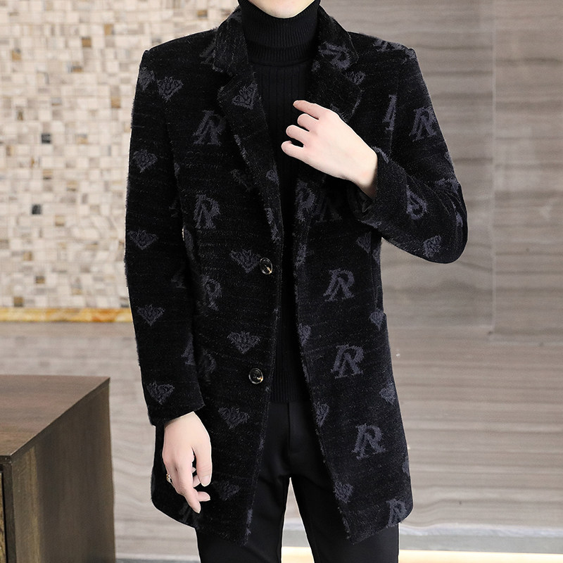 秋冬毛呢大衣男潮流时尚中长款修身外套XZ313B-1-M6687-P190控268图片