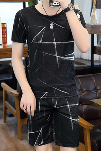 夏季新款男士圆领T恤短袖五分裤时尚休闲套装XZ313B-1-TZ89-P30图片