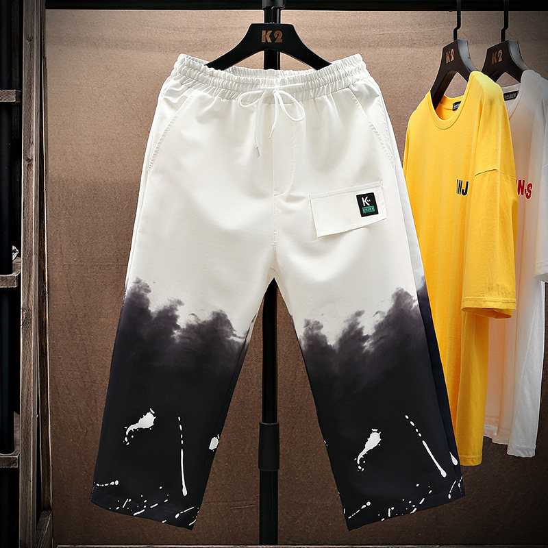 休闲裤男士夏季新款渐变色潮流时尚工装七分裤XZ313B-1-K2010-P25,男装休闲裤,星座310B-3