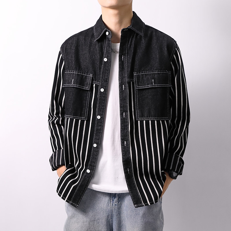 2022春季日系新款男士宽松牛仔衬衣XZ313B-1-CY957-P62图片