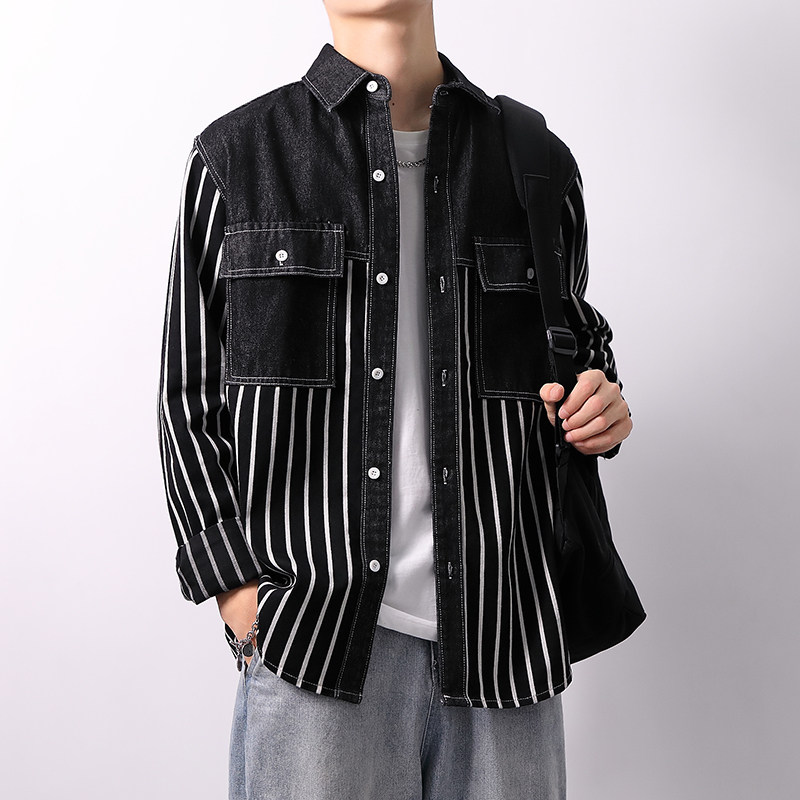 2022春季日系新款男士宽松牛仔衬衣XZ313B-1-CY957-P62,男装衬衫,星座310B-3