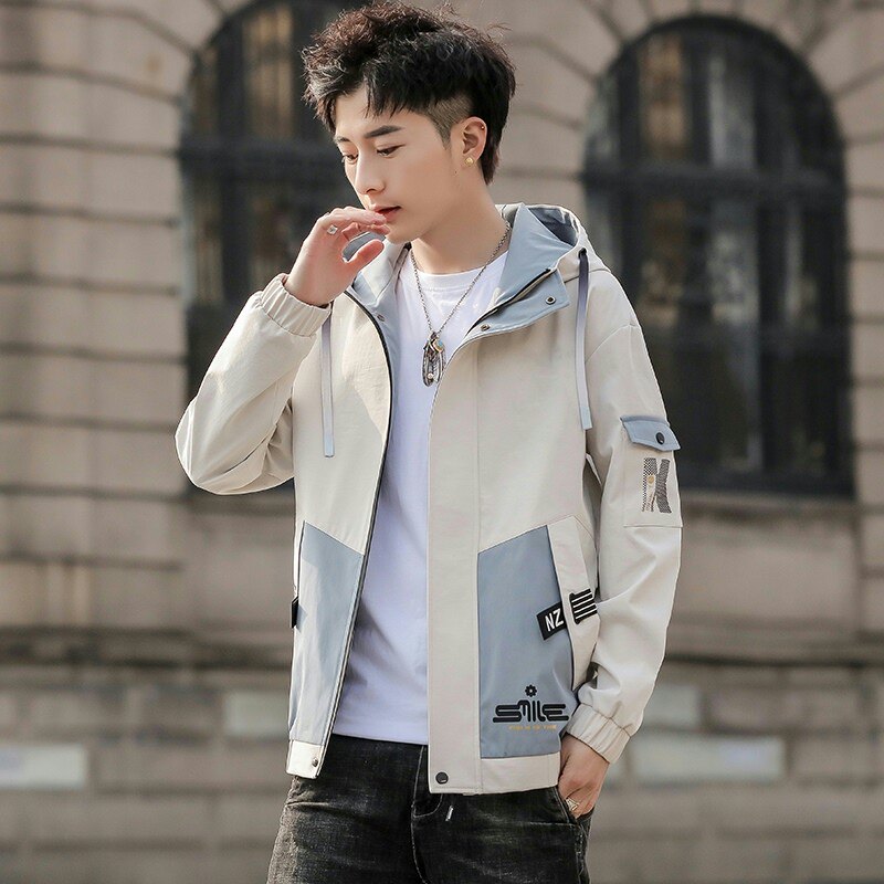 JK05-P60 XZ313B-1秋季新款潮流ins男士时尚连帽工装夹克2021图片