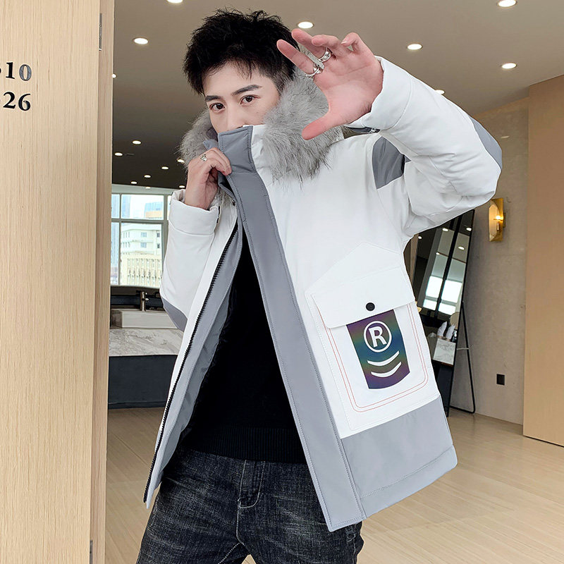 MY819-P110冬季连帽大毛领棉衣男时尚印花派克服棉服外套XZ313B-1,男装棉衣,星座310B-3