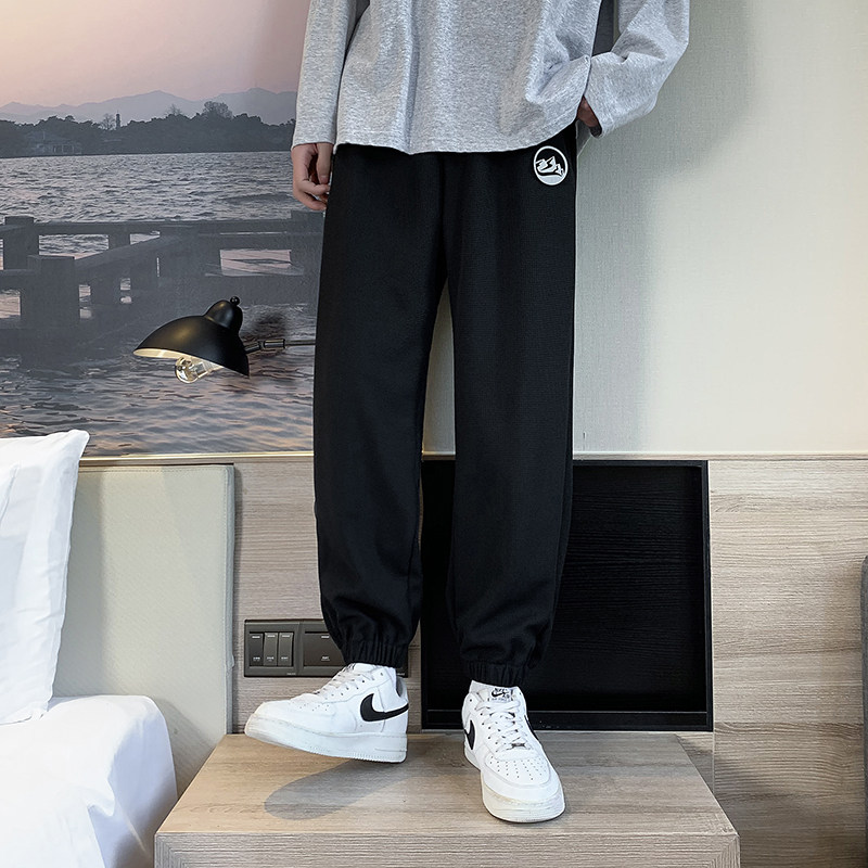 春季新款港风华夫格时尚运动休闲裤男士卫裤XZ313B-1-K125-P40,男装休闲裤,星座310B-3