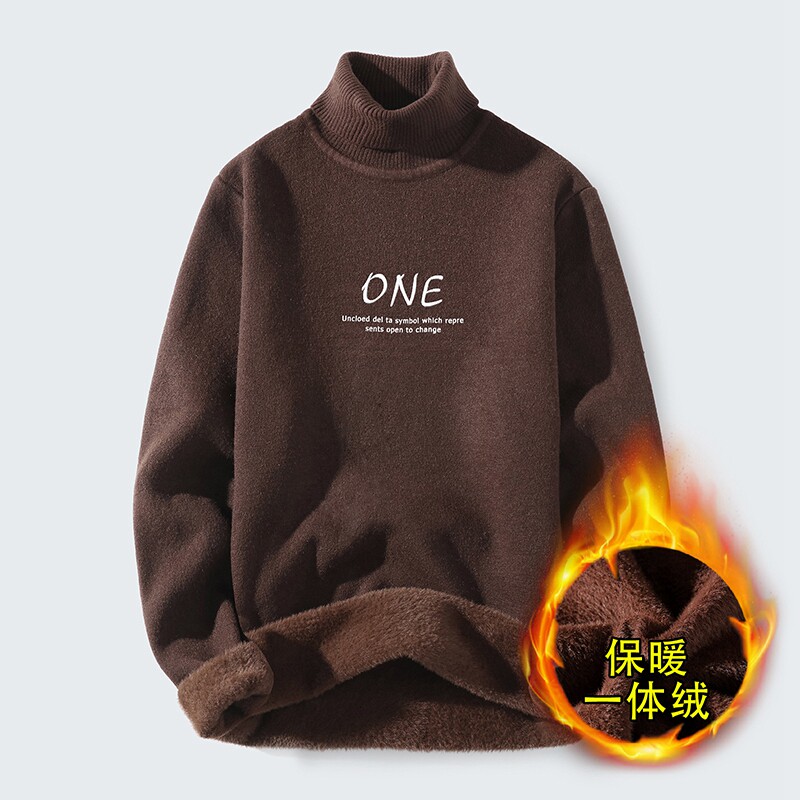 秋冬新款男士刺绣加厚一体绒套头高领毛衣XZ313B-1 CP1568- P55图片