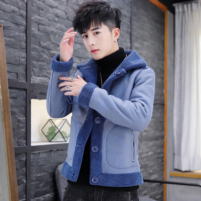秋冬新款潮双面穿青年外套男颗粒绒短款毛呢大衣M187-P120，男装毛呢大衣，星座310B-3