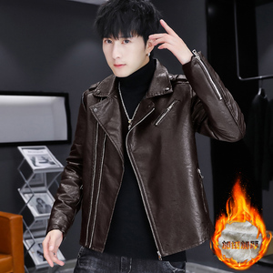 主推秋冬新款加绒皮衣型男机车服皮夹克外套XZ313B-1-PY916-P130图片