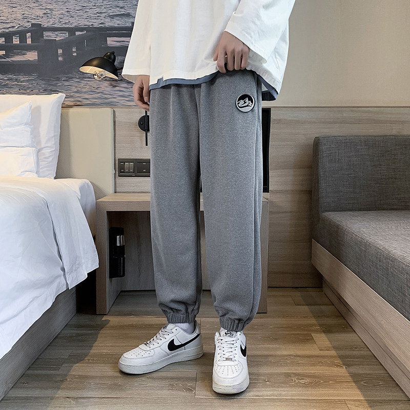 春季新款港风华夫格时尚运动休闲裤男士卫裤XZ313B-1-K125-P40,男装休闲裤,星座310B-3