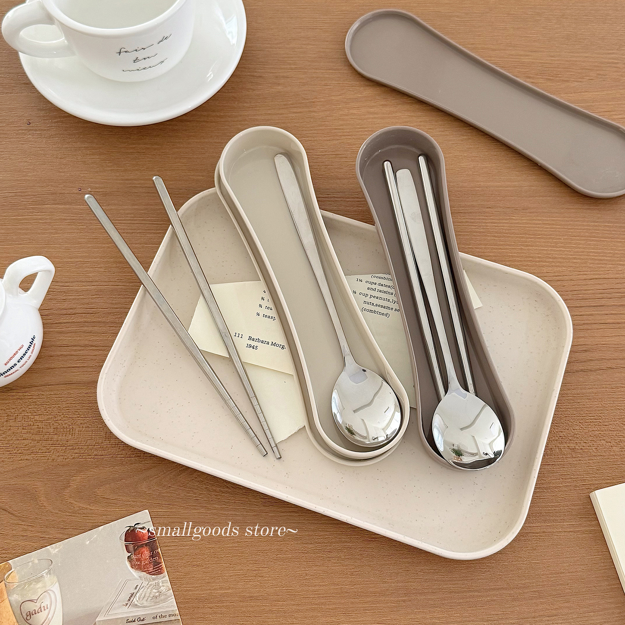 ins简约304不锈钢筷子勺子餐具套装便携式上班族学生筷子盒高质量