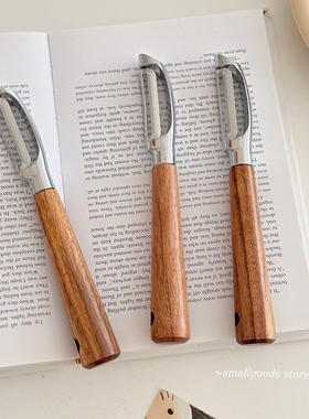 ins日系简约木柄削皮刀家用厨房瓜果去皮刀剥皮小刀厨房工具刀