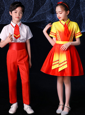 cnxu六一儿童演出服大合唱团表演中小学生诗朗诵喜庆女童舞蹈服装