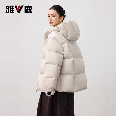 雅鹿超轻泡芙羽绒服女短款2025冬季新款高蓬男女加厚极寒保暖外套