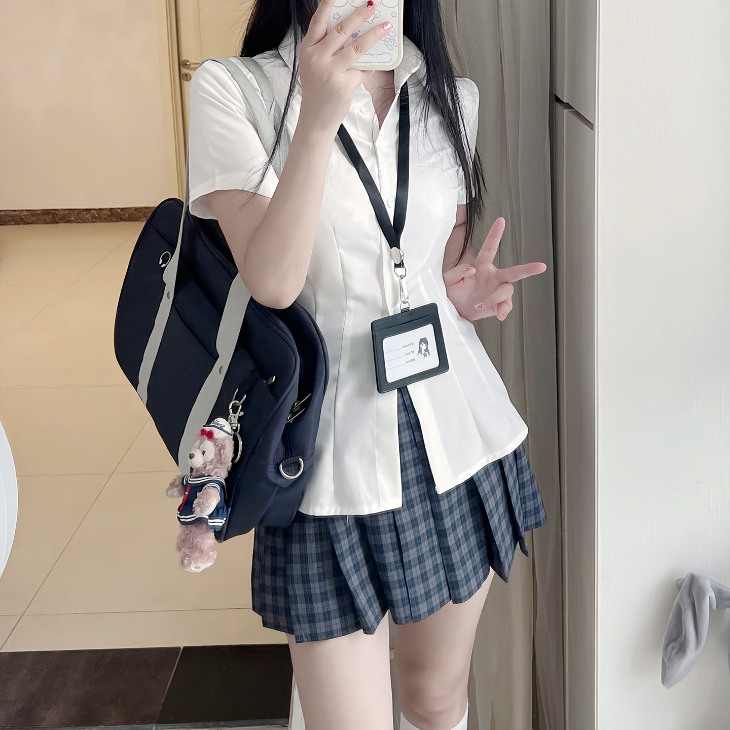 珠珠家JK原创收腰衬衫短袖夏季日系学院风百搭修身白衬衣显瘦白领图片