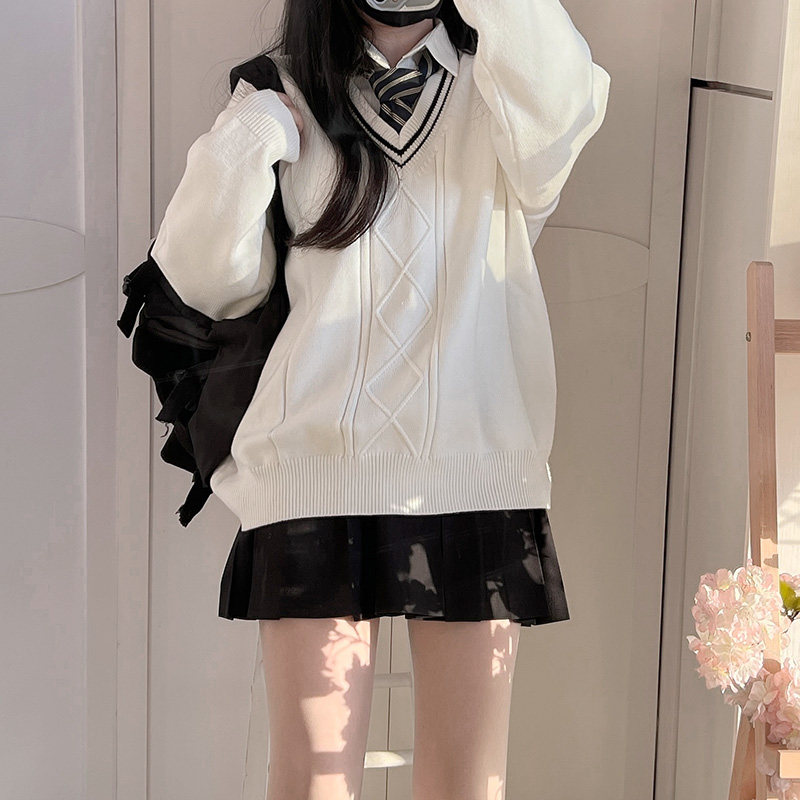 长袖套头毛衣学院风jk针织衫男女图片