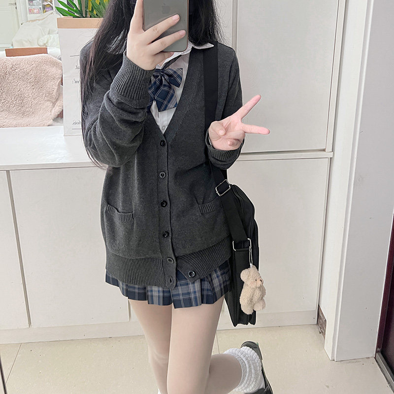 日系学院风多色针织衫jk制服毛衣图片
