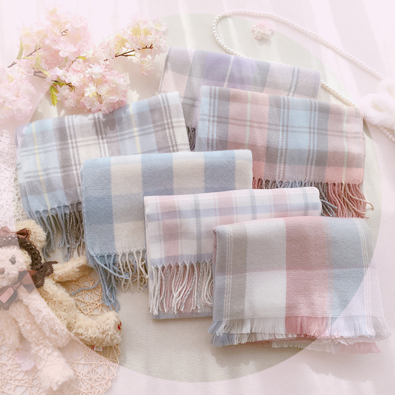 秋冬新款制服学院风两用格子围巾