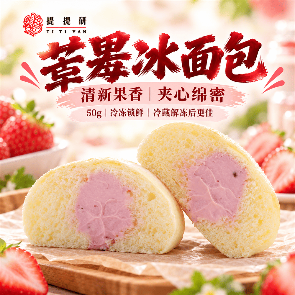 草莓冰面包｜酸甜草莓冰凉绵软