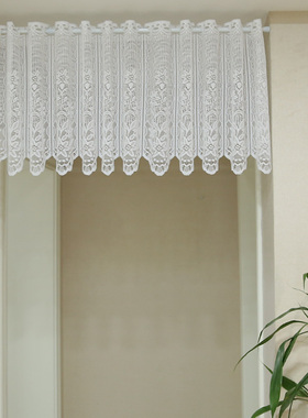 外贸出口田园布艺卧室厨房飘窗门帘白色纱帘免打孔隔断半帘遮挡