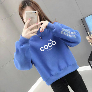 加绒不加绒秋冬新款慵懒风韩版潮ins宽松短款卫衣女无帽百搭上衣