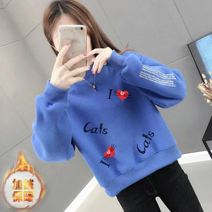 加绒不加绒秋冬新款慵懒风韩版潮ins宽松短款卫衣女无帽百搭上衣