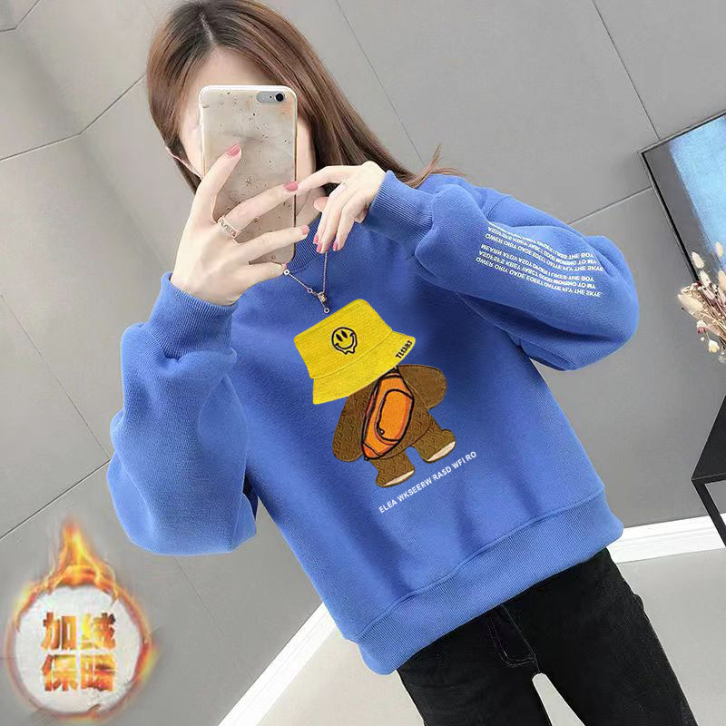 加绒不加绒秋冬新款慵懒风韩版潮ins宽松短款卫衣女无帽百搭上衣