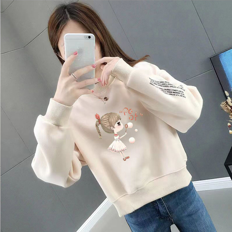 加绒不加绒秋冬新款慵懒风韩版潮ins宽松短款卫衣女无帽百搭上衣