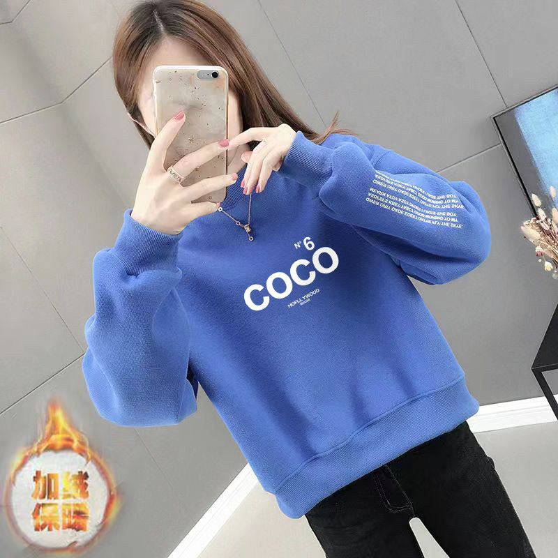 加绒不加绒秋冬新款慵懒风韩版潮ins宽松短款卫衣女无帽百搭上衣