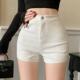 白色休闲短裤 子小个子辣妹性感a字热裤 女夏季 高腰弹力紧身包臀裤