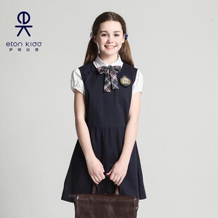 伊顿纪德校服班服藏青色儿童装 连衣裙15L264 背心裙子斜襟无袖