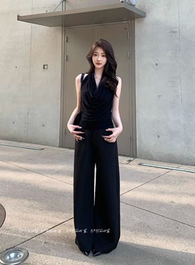 BABYblue【垂感裤】高智感气质宽松显腿长拖地新款直筒休闲西装裤