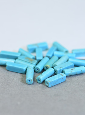 湖北原矿天然绿松石高瓷蓝色长方形桶珠散珠隔珠手串菩提配件配饰