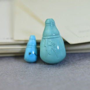 原矿天然绿松石 一体三通佛头 文玩佛珠菩提手串配饰散珠diy配件