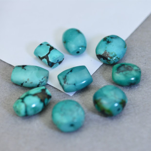 DIY原矿天然绿松石高瓷无优化背云隔珠配珠散珠文玩佛珠手串配饰