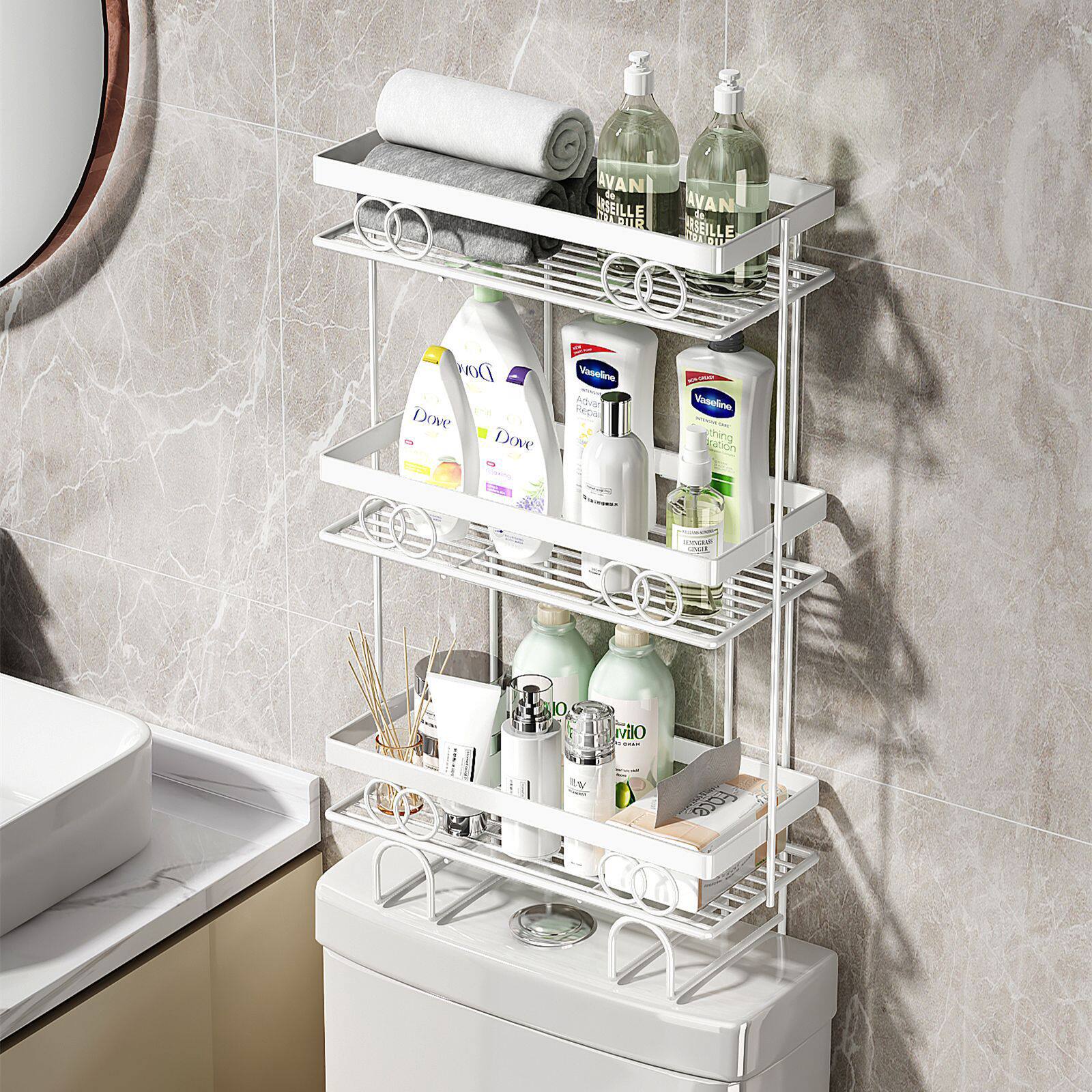 浴室马桶水箱免安装置物架大容量储物篮子纸巾多功能收纳马桶架