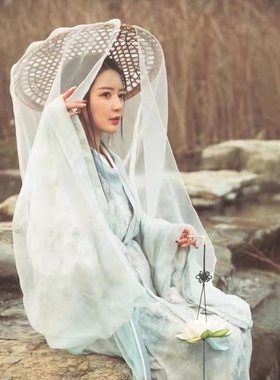 新款古装汉服斗笠帽子古风女侠客遮脸防晒面纱cosplay帷帽幕篱帽