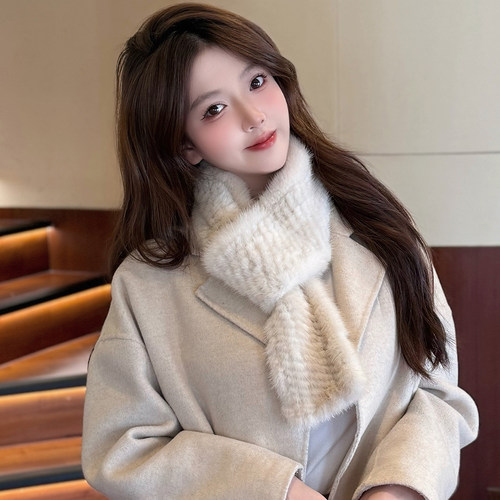 水貂毛围脖女冬季编织真毛