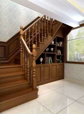 厂家直销实木楼梯订做别墅跃层阁楼栏杆木扶手飘窗阳台护栏踏步板