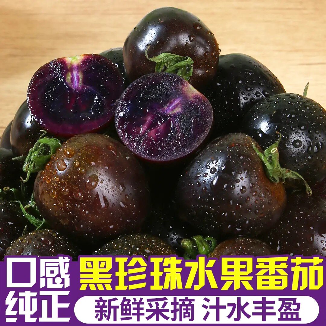 栗贝诺山东寿光黑色小番茄即食黑珍珠圣女果脆嫩爆汁紫色水果现摘