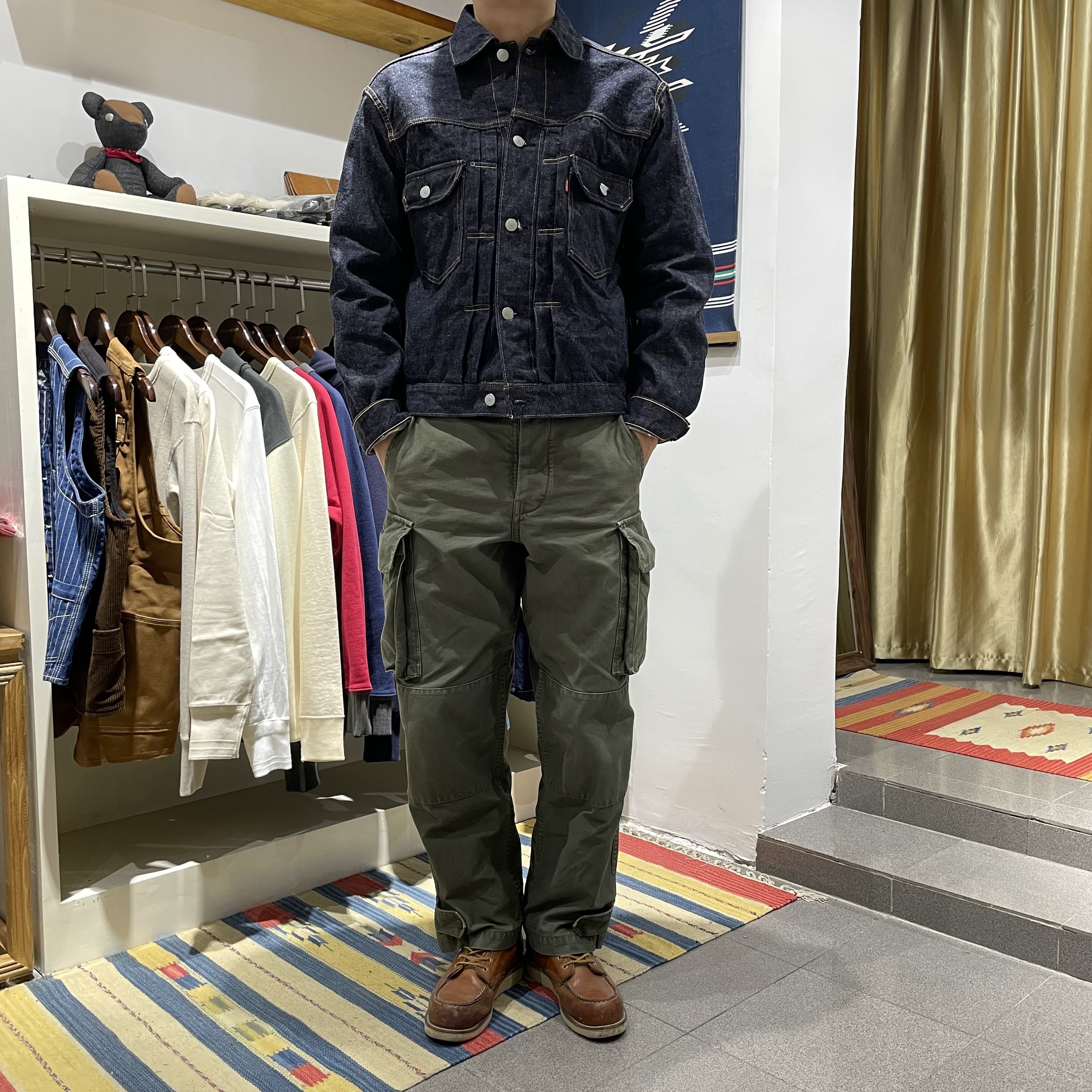 红边赤耳牛仔夹克 男士复古原色牛仔夹克 双袋原牛外套