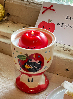 STILL红苹果与猫】原创香薰蜡烛卧室室内持久送女生闺蜜生日礼物